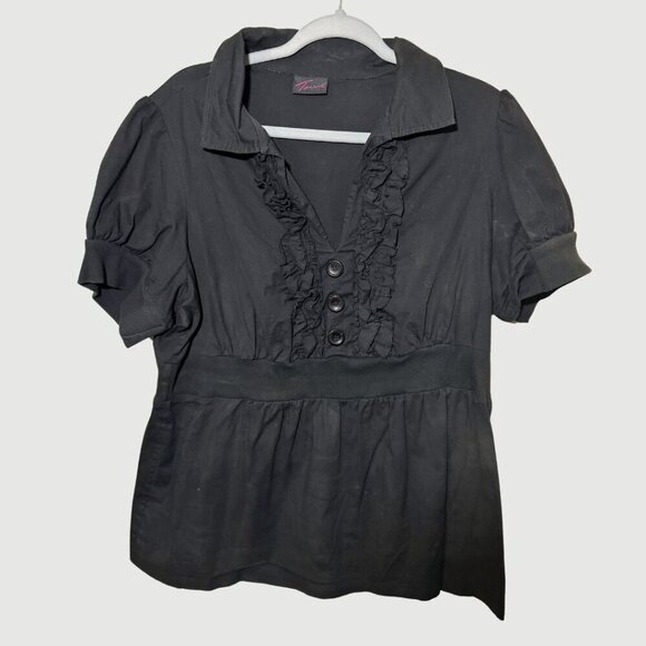 torrid Tops - Torrid Short Sleeve Blouse Half Button black size 20-24